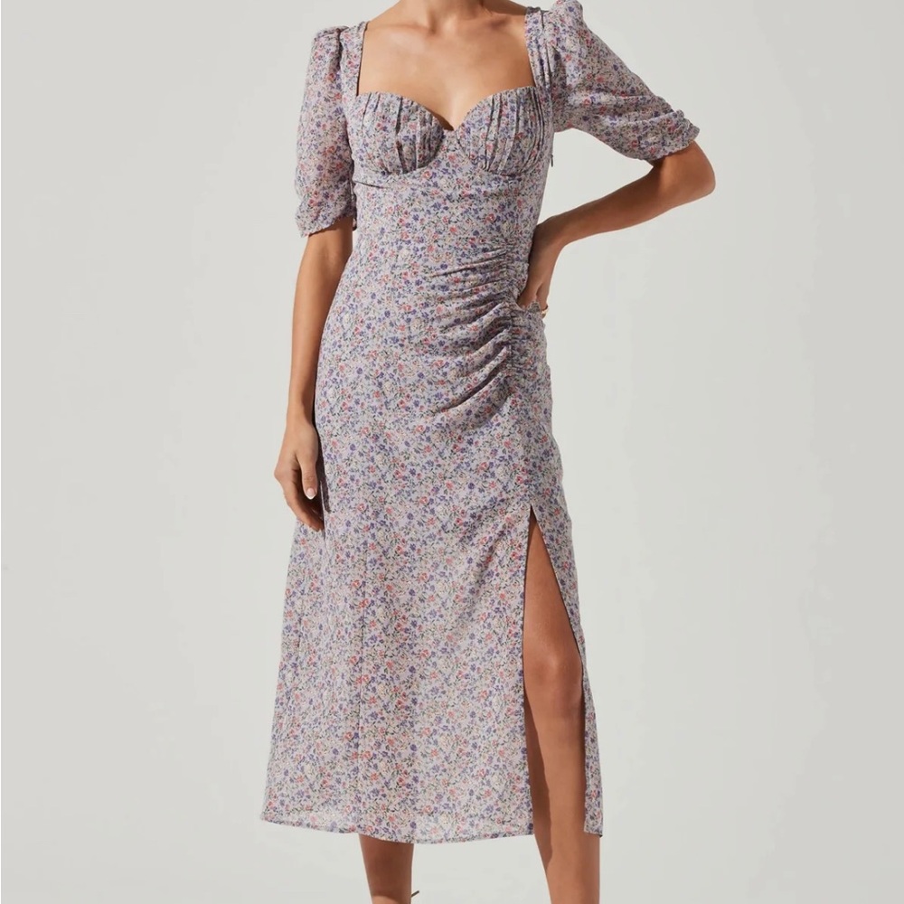 ASTR Milkmaid Dress in Blue/Purple